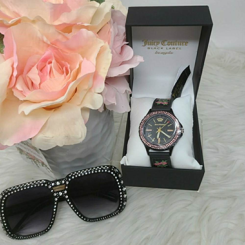 Juicy Couture Floral with Rhinestone Watch - Picture 1 of 6